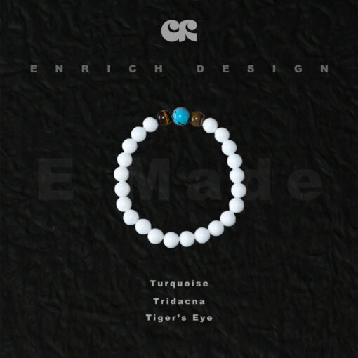 Tridacna & Turquoise & Tiger's Eye Bracelet -【硨渠&綠松石&虎眼手串】：圖片 2