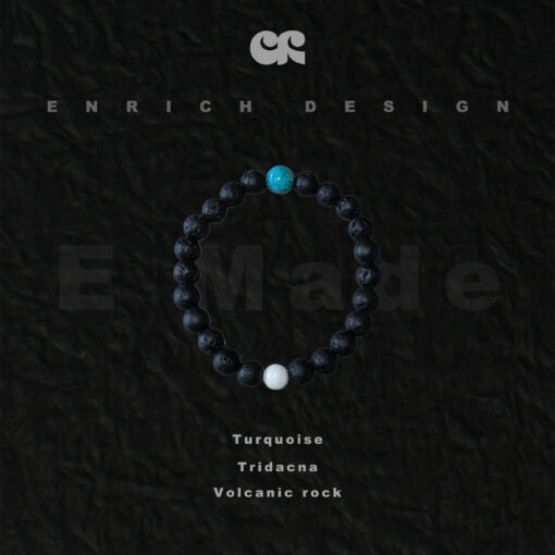 Volcanic Rock & Turquoise & Tridacna Stone Bracelet -【火山岩&綠松石&硨渠手串】：圖片 2